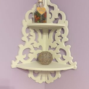 Multi Wood Decorative Wall Corner Shelf (17 cm x 24 cm x 45 cm, White) (Ideal for Gift Set)